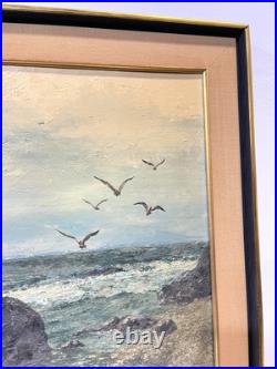 Vintage Seascape Painting On Canvas And Framed Signed