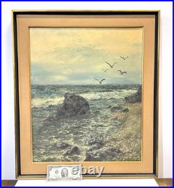 Vintage Seascape Painting On Canvas And Framed Signed