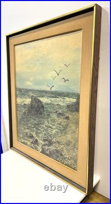 Vintage Seascape Painting On Canvas And Framed Signed