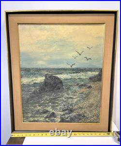 Vintage Seascape Painting On Canvas And Framed Signed