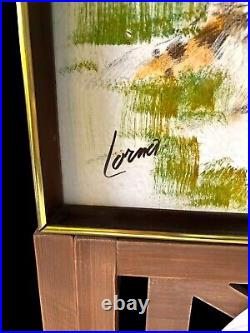 Vintage Serval Cats Animal Painting Signed By Artist Lorna 31 X 25.5 Framed