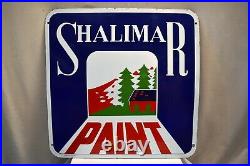 Vintage Shalimar Paint Sign Board Porcelain Enamel Depicting Christmas Tree Old