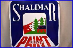Vintage Shalimar Paint Sign Board Porcelain Enamel Depicting Christmas Tree Old