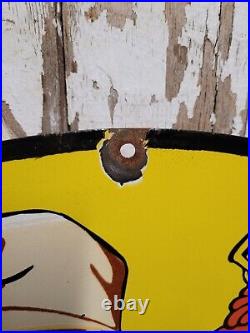 Vintage Sherwin Williams Paint Porcelain Sign Hardware Store Varnish Brush 30