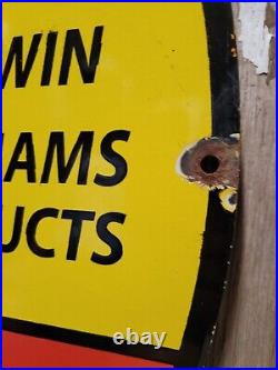 Vintage Sherwin Williams Paint Porcelain Sign Hardware Store Varnish Brush 30