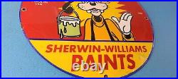 Vintage Sherwin Williams Paint Sign Porcelain Goofy Hardware Store Gas Pump Sign