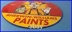 Vintage Sherwin Williams Paint Sign Porcelain Goofy Hardware Store Gas Pump Sign