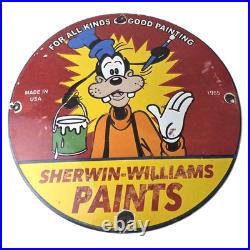 Vintage Sherwin Williams Paint Sign Porcelain Goofy Hardware Store Gas Sign