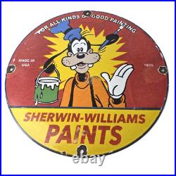 Vintage Sherwin Williams Paint Sign Porcelain Goofy Hardware Store Gas Sign