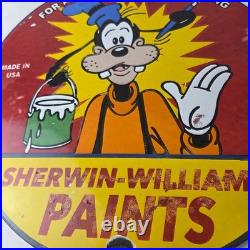 Vintage Sherwin Williams Paint Sign Porcelain Goofy Hardware Store Gas Sign