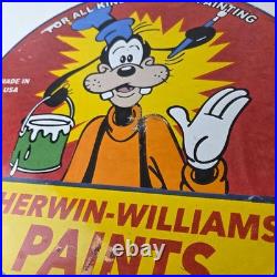 Vintage Sherwin Williams Paint Sign Porcelain Goofy Hardware Store Gas Sign