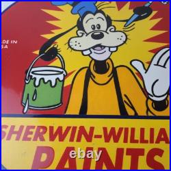 Vintage Sherwin Williams Paint Sign Porcelain Goofy Hardware Store Gas Sign