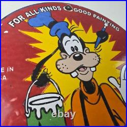Vintage Sherwin Williams Paint Sign Porcelain Goofy Hardware Store Gas Sign