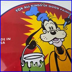 Vintage Sherwin Williams Paint Sign Porcelain Goofy Hardware Store Gas Sign