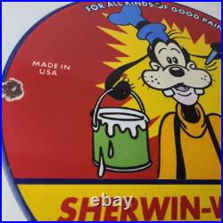 Vintage Sherwin Williams Paint Sign Porcelain Goofy Hardware Store Gas Sign