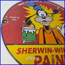 Vintage Sherwin Williams Paint Sign Porcelain Goofy Hardware Store Gas Sign