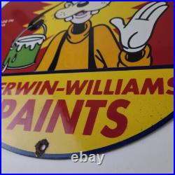 Vintage Sherwin Williams Paint Sign Porcelain Goofy Hardware Store Gas Sign