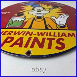 Vintage Sherwin Williams Paint Sign Porcelain Goofy Hardware Store Gas Sign