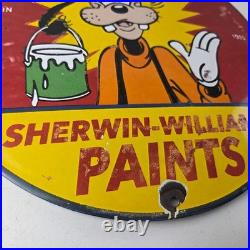 Vintage Sherwin Williams Paint Sign Porcelain Goofy Hardware Store Gas Sign