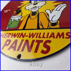 Vintage Sherwin Williams Paint Sign Porcelain Goofy Hardware Store Gas Sign