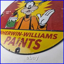 Vintage Sherwin Williams Paint Sign Porcelain Goofy Hardware Store Gas Sign