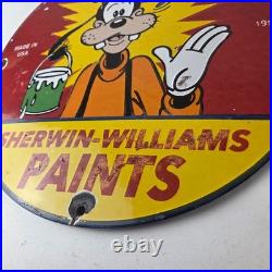 Vintage Sherwin Williams Paint Sign Porcelain Goofy Hardware Store Gas Sign