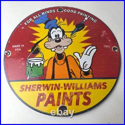 Vintage Sherwin Williams Paint Sign Porcelain Goofy Hardware Store Gas Sign