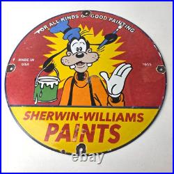 Vintage Sherwin Williams Paint Sign Porcelain Goofy Hardware Store Gas Sign