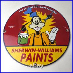 Vintage Sherwin Williams Paint Sign Porcelain Goofy Hardware Store Gas Sign