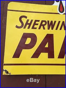 Vintage Sherwin Williams Paints Advertising Double Sided Flanged Porcelain Sign