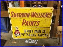 Vintage Sherwin Williams Paints Cover the Earth Original Porcelain Sign RARE