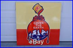 Vintage Sherwin Williams Paints Cover the Earth Original Porcelain Sign RARE