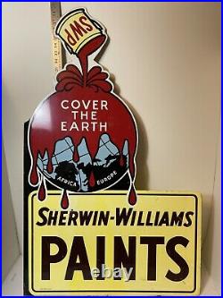 Vintage Sherwin Williams Paints Flange Sign Cover The Earth by Consolite Corp