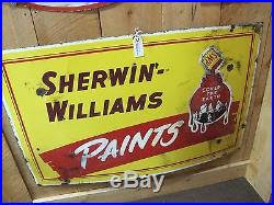 Vintage Sherwin Williams Paints Porcelain Advertisement Sign 48 x 30
