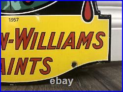 Vintage Sherwin Williams Paints Porcelain Enamel Gas Oil Pump Station Ad Sign