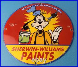 Vintage Sherwin Williams Paints Porcelain Goofy Service Station Gas Pump Sign