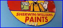 Vintage Sherwin Williams Paints Porcelain Goofy Service Station Gas Pump Sign