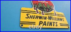 Vintage Sherwin Williams Paints Porcelain Service Station Gas Pump Plate Sign