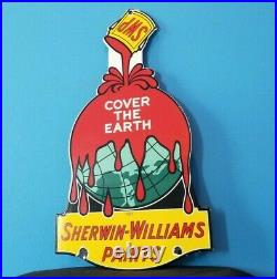 Vintage Sherwin Williams Paints Porcelain Swp Service Station Pump Plate Sign