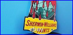 Vintage Sherwin Williams Paints Porcelain Swp Service Station Pump Plate Sign