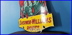 Vintage Sherwin Williams Paints Porcelain Swp Service Station Pump Plate Sign