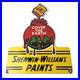 Vintage Sherwin Williams Paints Sign Gas Oil Pump Porcelain Advertising Sign