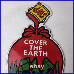 Vintage Sherwin Williams Paints Sign Gas Oil Pump Porcelain Advertising Sign