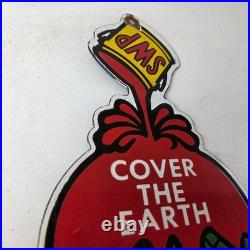 Vintage Sherwin Williams Paints Sign Gas Oil Pump Porcelain Advertising Sign