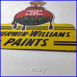 Vintage Sherwin Williams Paints Sign Gas Oil Pump Porcelain Advertising Sign