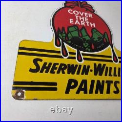 Vintage Sherwin Williams Paints Sign Gas Oil Pump Porcelain Advertising Sign