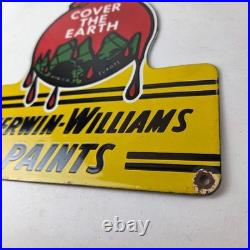 Vintage Sherwin Williams Paints Sign Gas Oil Pump Porcelain Advertising Sign