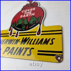 Vintage Sherwin Williams Paints Sign Gas Oil Pump Porcelain Advertising Sign