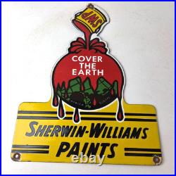 Vintage Sherwin Williams Paints Sign Gas Oil Pump Porcelain Advertising Sign