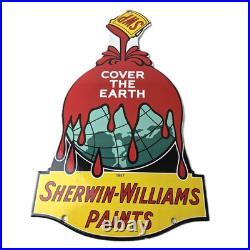 Vintage Sherwin Williams Paints Sign Large Gas Pump Porcelain Advertising Sign Vintage Sherwin Williams Paints Sign Large Gas Pump Porcelain Advertising Sign